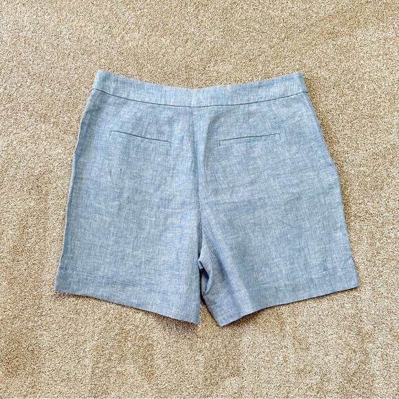 LOFT Blue Linen Sailor Nautical High Waist Shorts Size 12 NEW - Picture 2 of 5